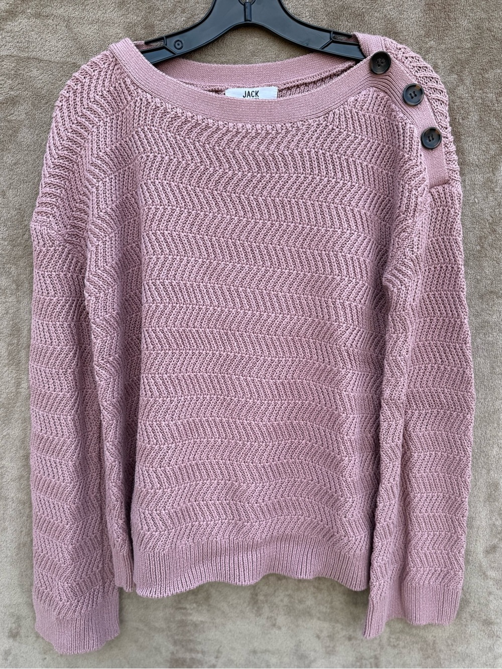 BB Dakota Jack Pink Button-Shoulder Knit Sweater